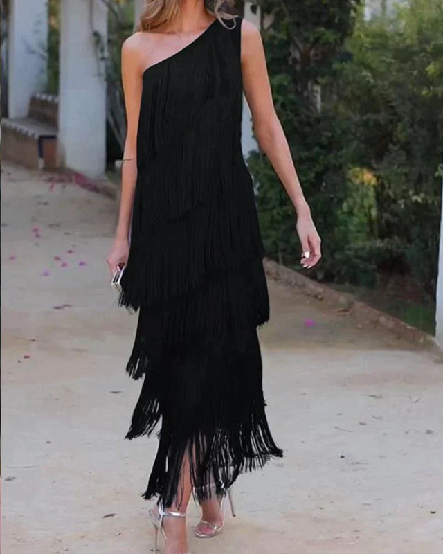 LAUREN - ELEGANT DRESS WITH FRINGES