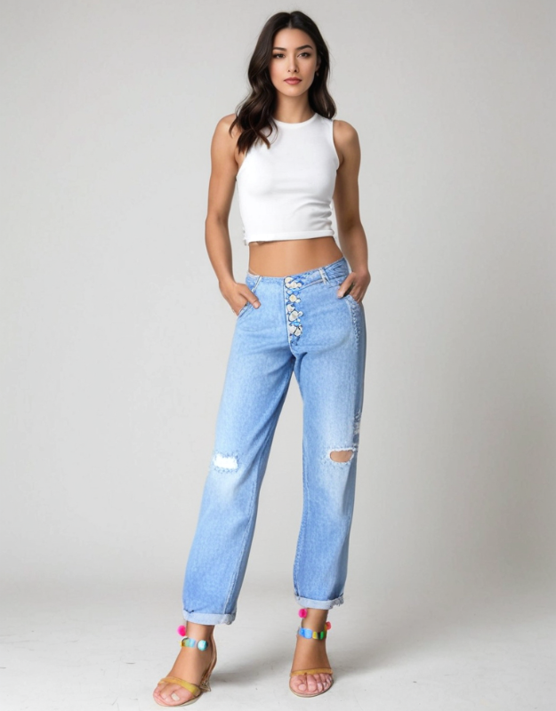 SABRINA - WORN AND BAGGY JEANS