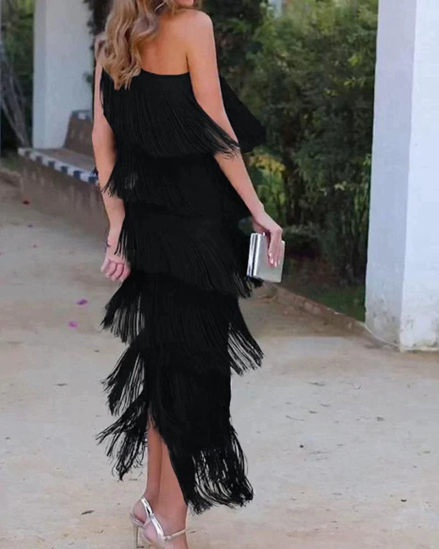 LAUREN - ELEGANT DRESS WITH FRINGES