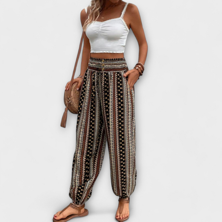 RACHEL - PANTS WITH GRAPHIC PRINT