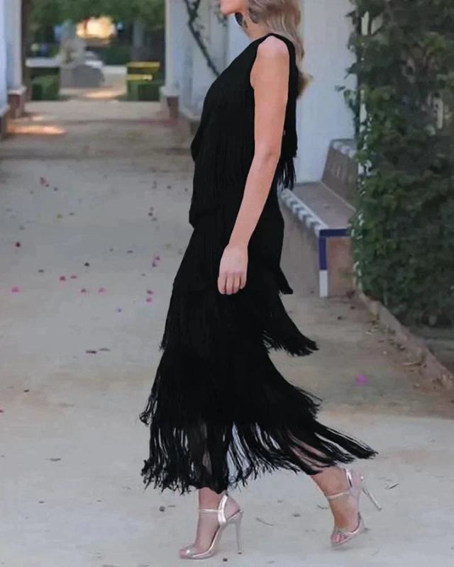 LAUREN - ELEGANT DRESS WITH FRINGES