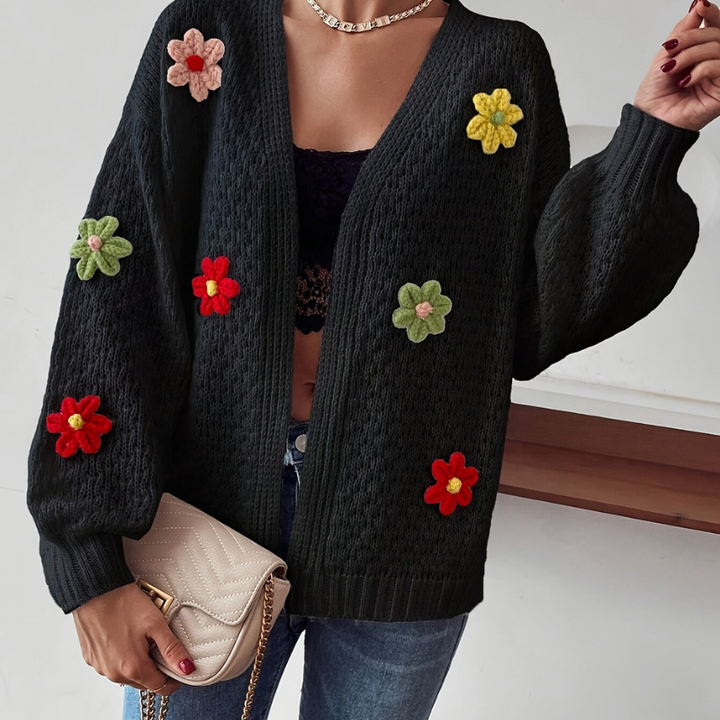 RISETTE - CARDIGAN TRICOTE A MOTIF FLORAL