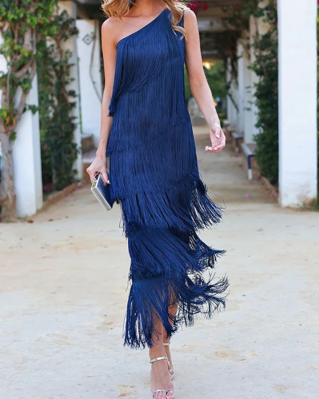 LAUREN - ELEGANT DRESS WITH FRINGES