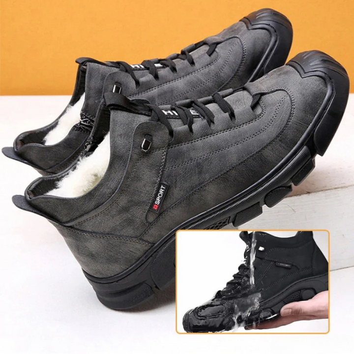 SCOTT- LEATHER SNEAKERS WITH FAUX WOOL LINING