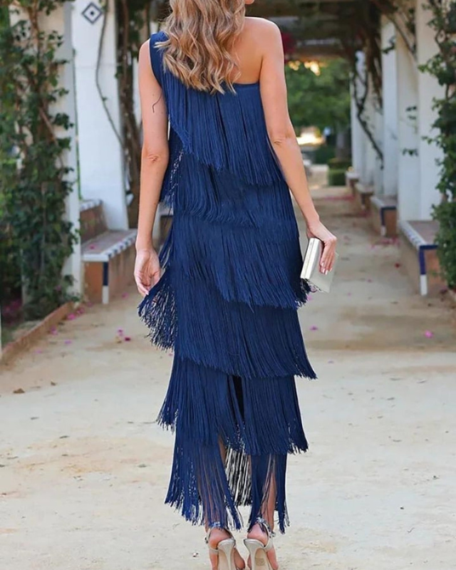 LAUREN - ELEGANT DRESS WITH FRINGES