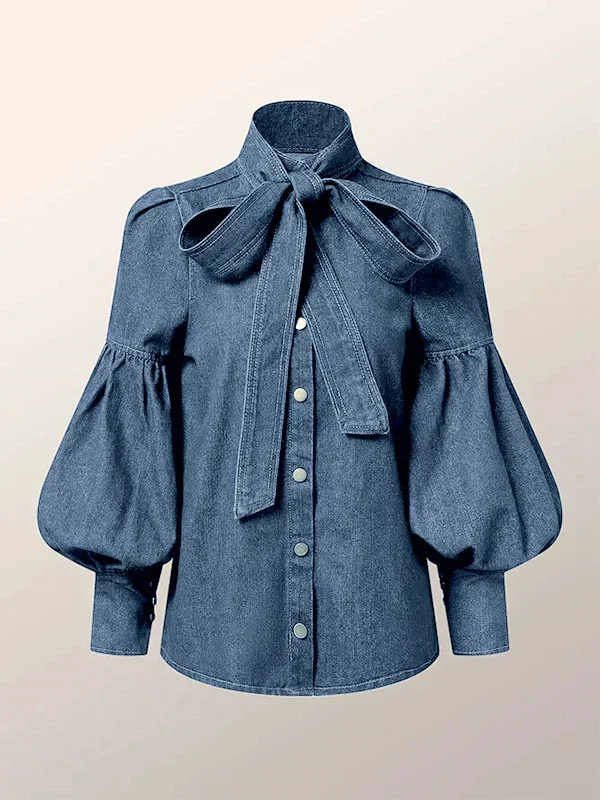 CHRISTY - PUFF DENIM BLOUSE