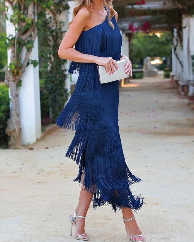 LAUREN - ELEGANT DRESS WITH FRINGES