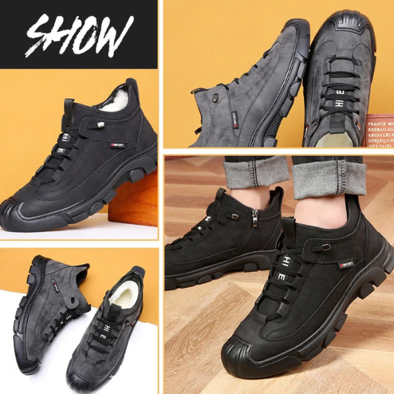 SCOTT- LEATHER SNEAKERS WITH FAUX WOOL LINING