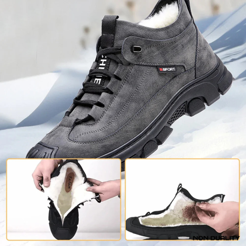 SCOTT- LEATHER SNEAKERS WITH FAUX WOOL LINING