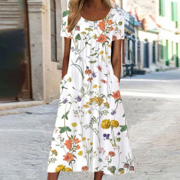 LAURA - FLORAL DRESS WITH TUMMY COVER