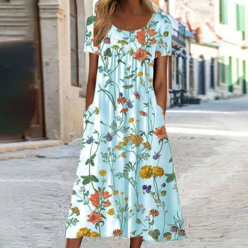 LAURA - FLORAL DRESS WITH TUMMY COVER